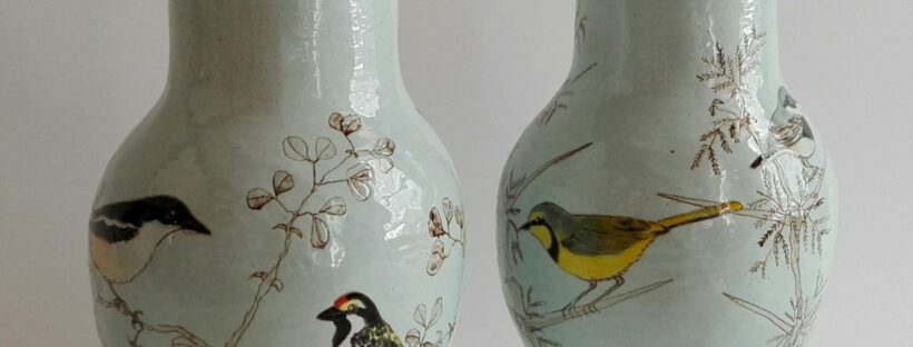 Pair of ceramic vases by Lisa Ringwood