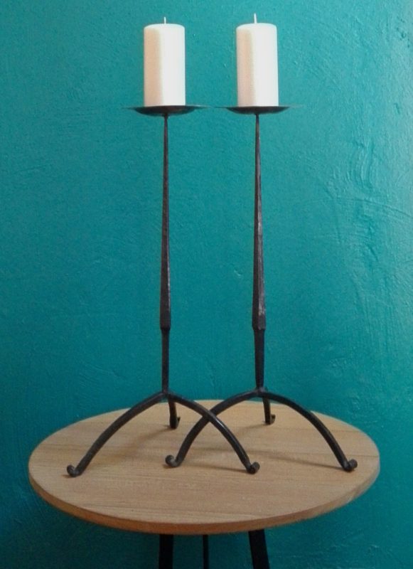 Pair of wrought iron candlesticks Lutge Gallery