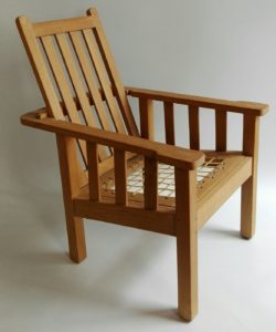 Teak Morris chair with riempie seat 