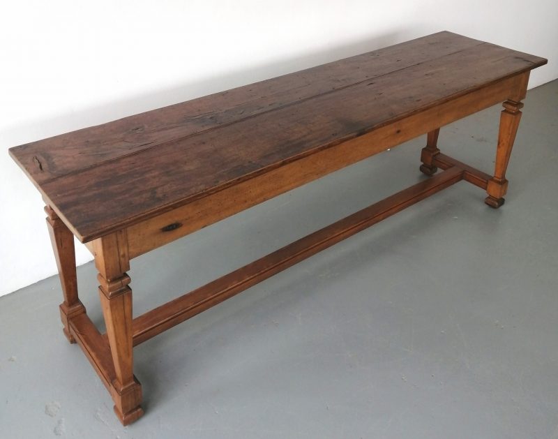 Stretcher table made from reclaimed 19th century dark yellowwood