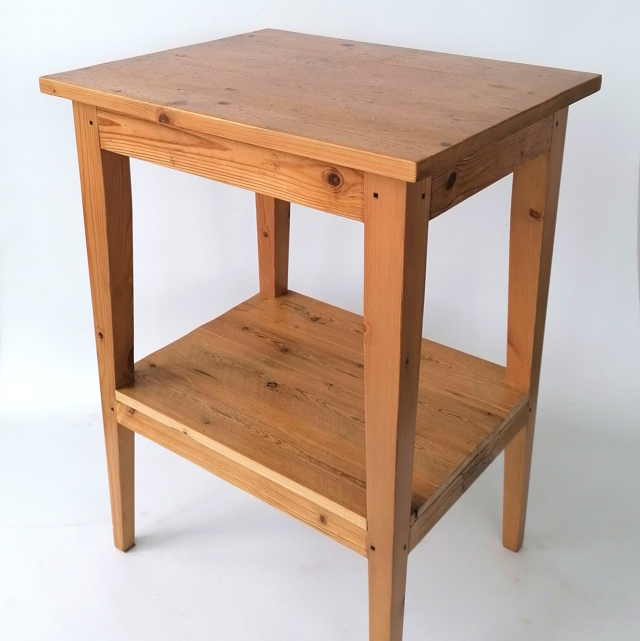 Side table with shelf / reclaimed 19th C oregon pine Lutge Gallery