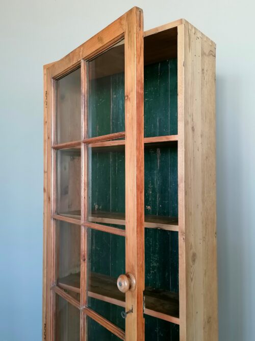 Oregon pine glazed wall cupboard with dovetails Lutge Gallery