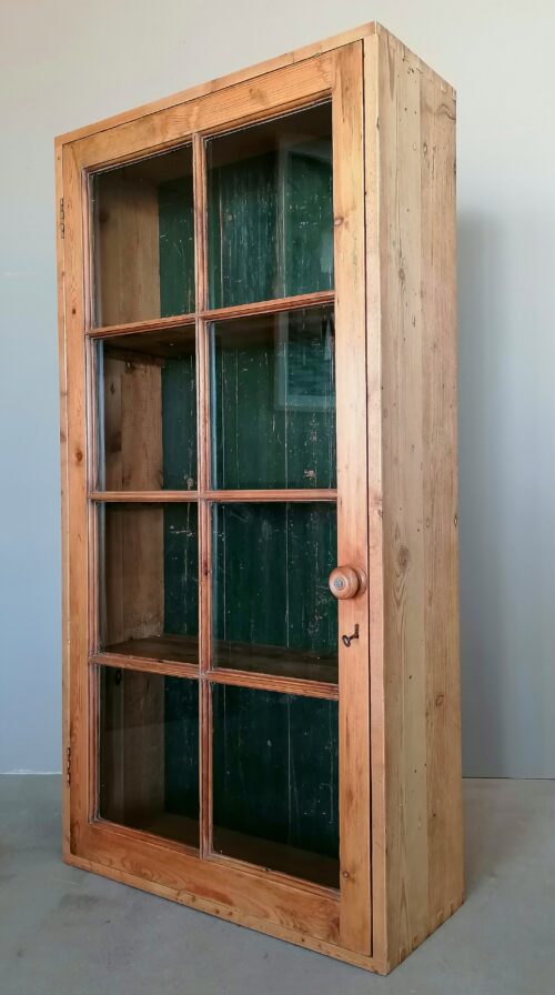 Oregon pine glazed wall cupboard with dovetails Lutge Gallery