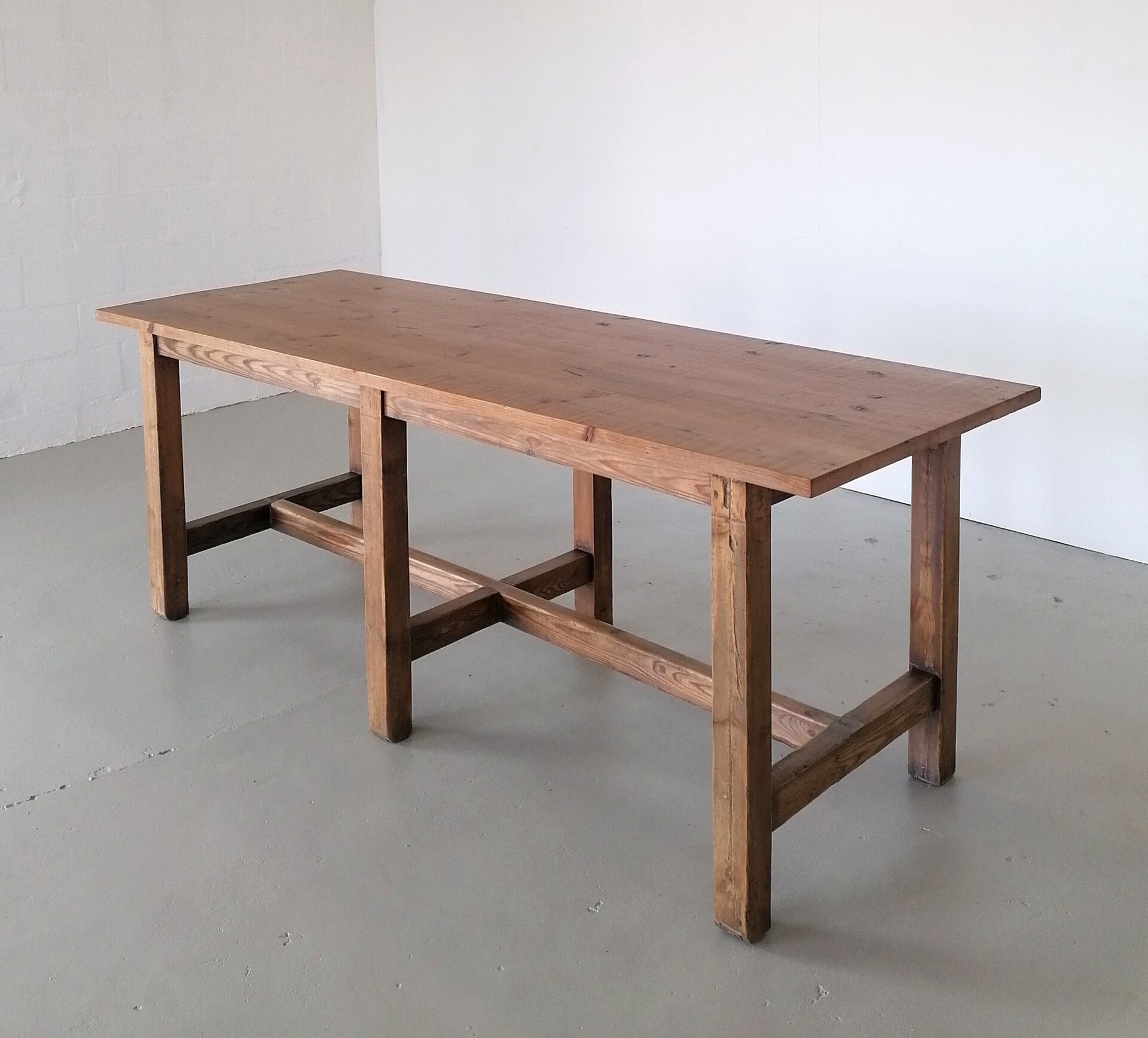 Old stretcher table base combined with top made from reclaimed 19thC ...